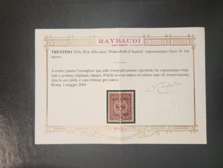 Austria _ Venezia Giulia #N46 MINT VF - XF Raybaudi Cert NH Cat Value  $4500