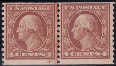 US Washington - Franklin #495 var MINT F - VF LH, Line Pair right stamp vertical plate crack Cat Value  $100