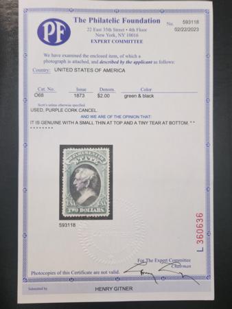 US Officials #O68 USED XF Lovely centering