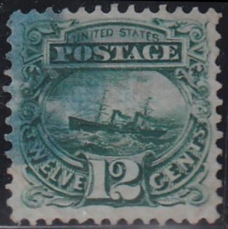 US 1869 Pictorials #117 USED XF Faint corner crease UR PSAG cert Beautiful appearance with nice blue cancel Cat Value  $255