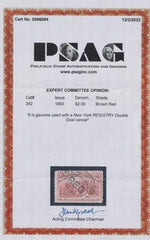 US Early Commemoratives #242 USED F - VF Light NY Reg cancel PSAG cert Cat Value  $525