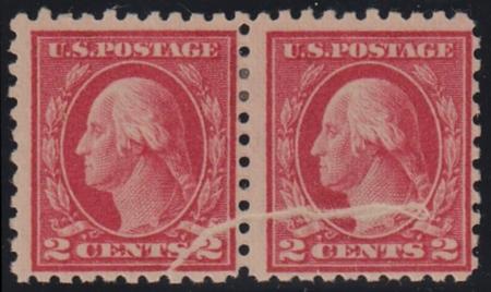 US Washington - Franklin #425 HINGED VF Pair, Printed over string, removed