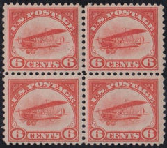 US Airmails #C1 MINT NH/LH F - VF Block of 4, 2 NH LL Gum bend, UR internal wrinkle, rich color Cat Value  $330