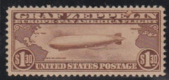 US Airmails #C14 MINT NH VF - XF Large internal inclusion Created Printing Error by EL of Zepplelin Unique