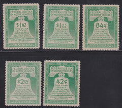 US Revenues #RV1-5 MINT NH VF RV1 LH - Pristine Cat Value  $114