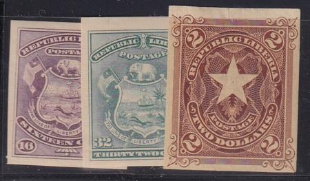 Liberia #36, 41, 43, 46, 48 MINT HINGED imperf values from set - scarce