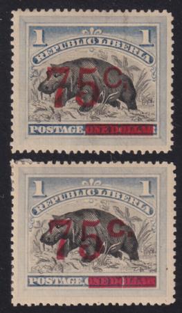 Liberia #91, 91a  Hinged  both "c"s Cat Value  $40