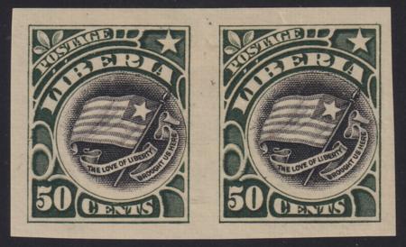 Liberia #110a MINT HINGED imperf pair Cat Value  $20