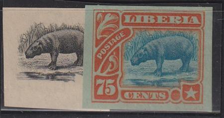 Liberia #110var MINT HINGED proofs for hippo stamp