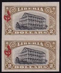 Liberia #O109var MINT No Gum imperf pair.
