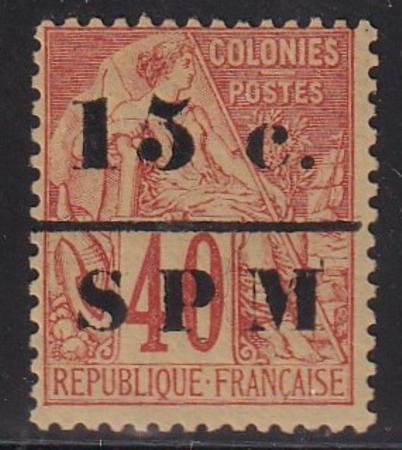 St Pierre and Miquelon #18 MINT Hinged F-VF Fresh Example! signed Gleine Cat Value $125