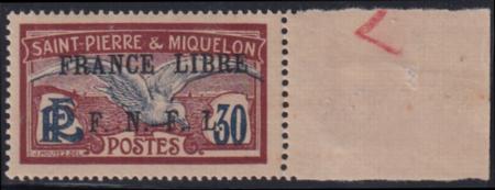 St Pierre and Miquelon #206d MINT NH Right margin signed AD Cat Value $1600+ NH