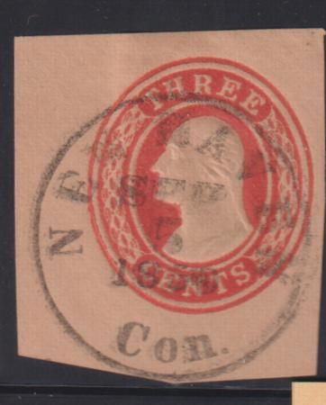 US Postal Stationery and Cut Squares #U6 Used  F - VF New Haven, CT Full cds 9/5/1859 Cat Value: $100
