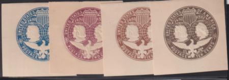 US Postal Stationery and Cut Squares #U348-51 MINT  VF-XF  Cat Value: $35