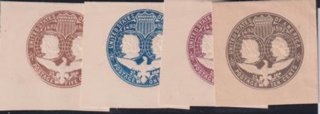 US Postal Stationery and Cut Squares #U348-51 MINT  XF-SUP  Cat Value: $35