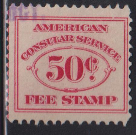 US Revenues #RK2 Used F 50c Consular Service, Light Cancel Cat Value: $150