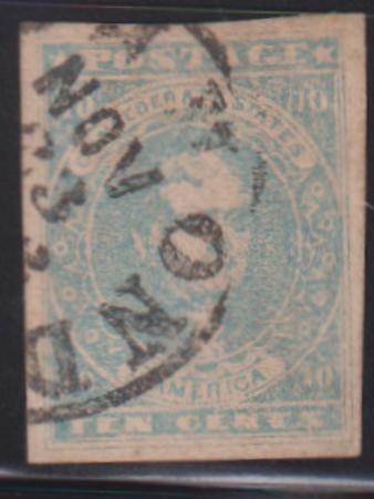 US Confederates and Possessions #CSA2e VF Light Milky Blue Cat Value: $325