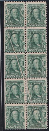 US Bureau and Regular Issues #300 Mint NH  Single set left vertical block of 10 with multiple perprinting paper creases