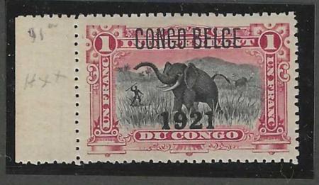 Belgian Congo 91a  VF-XF Mint Hinged Not listed in Scott, overprint on wrong stamp 125 cv $138