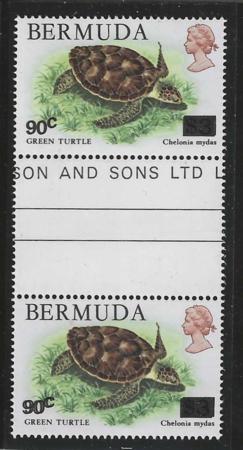 Bermuda 509 var.  VF Mint NH Double Surcharge error gutter pair. cv $220 ++