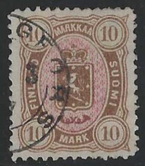 Finland 37 VF Used Large Purple Handstamp on Reverse cv $750