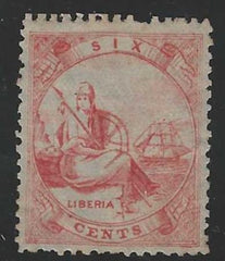 Liberia 1  Mint Hinged Part OG, short perf. Signed HR cv $400