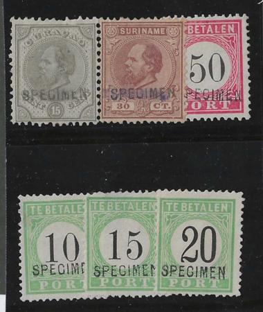 Dutch Colonies   F-VF  Various with "specimen" overprint, minor faults