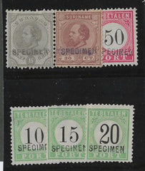 Dutch Colonies   F-VF  Various with "specimen" overprint, minor faults