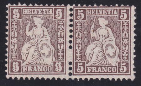 Switzerland 61a F-VF Mint Hinged Error in pair with normal