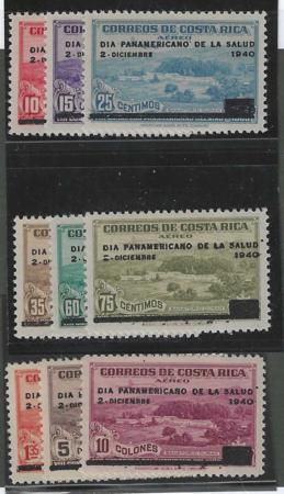 Costa Rica C46-54  VF Mint Hinged Top 3 values NH cv $199.20