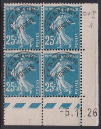 France Precancel #YV56 LH F Precancel/ Corner date block Cat Value: $176/160.00