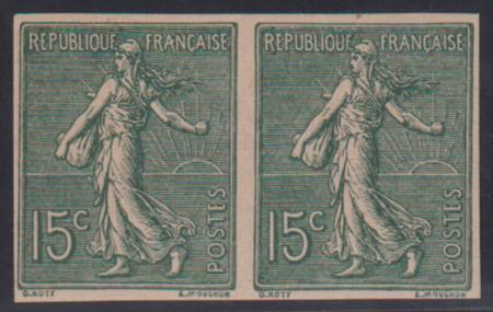 France  Sc 139a #YV130g Hinged F imperf pair Cat Value: $280/340.00