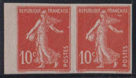 France 162a #YV138g Hinged AVE - F imperf pair Cat Value: $55/E50.00