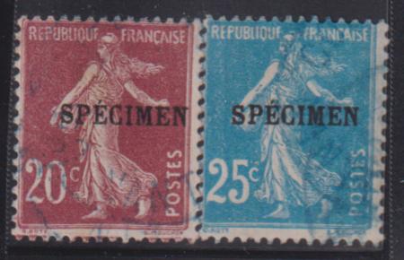 France #YV139-40 Hinged AVE - F overprinted Specimen, cancelled