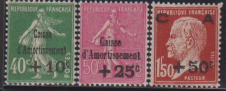 France #B31-33 LH F Yv 249-51107=$117 Cat Value: $108/107.00