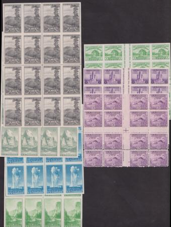 US Modern #752,754,756-65, 766a-767a Mint  Farley Centerline Blocks of 16 - regular