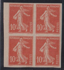 France Scott 162a #Yv138g Hinged VF small thin in 1 stamp, block Cat Value: 100 sc$75