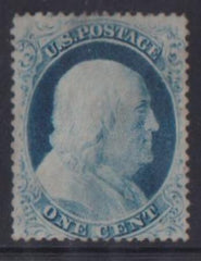 US Classics #23 Unused VF 1c Blue 1857 Type IV position 32 L 1L (2 thin spots) With Richard Doporto Certifcate Cat Value: 4250