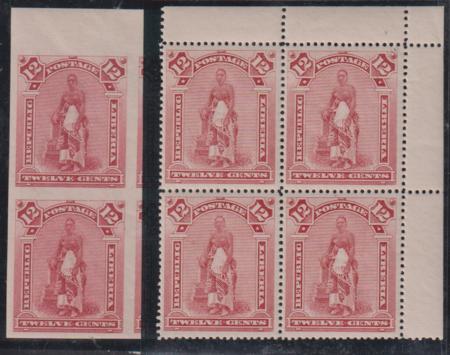 Liberia #39 + 39var Mint Hinged XF UR Corner Imperf Block & matching perf block