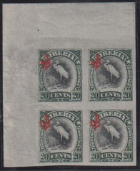 Liberia #O51 Mint Hinged XF Imperf Corner Bloack - Egret Bird