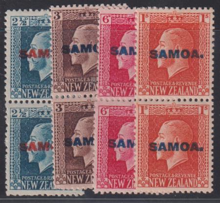 Samoa #SG139b-42b NH  PairsTop stamp 14 x 13 1/2,  bottom 14 x 14 1/2 Cat Value: $102.50+NH