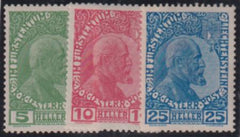 Liechtenstein #1a-3a LH Mint VF Unsurfaced paper - very fresh! Cat Value: $699