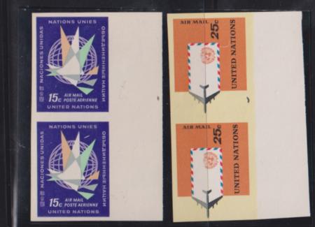 U.N. #Gaines C11.1a-12.1a Mint XF Margin imperf pairs Cat Value: $Gaines 950