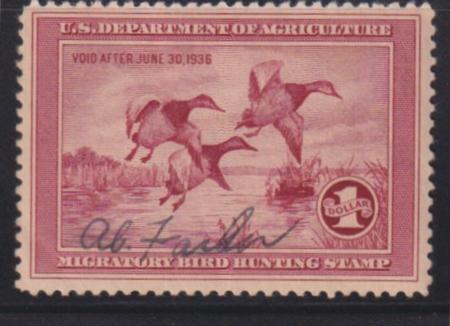 US Federal Duck Stamps #RW2 Used  VF small signature, OG Remains Cat Value: $160