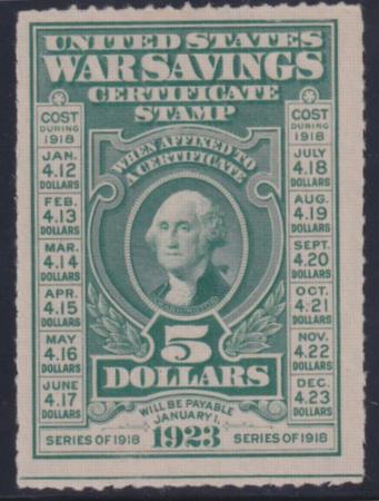 US War Savings Stamps  #WS3 Mint Hinged  F - VF PSE Cert Cat Value: $1200