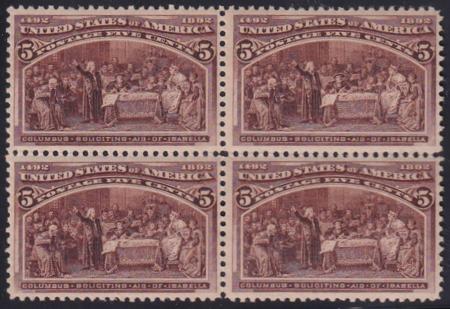 US Early Commemoratives #234 Mint NH  VF Fresh NH Block, somewhat weak horizontal perfs Cat Value: $650