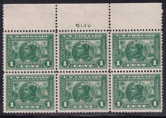 US Early Commemoratives #397 Mint NH  XF Top plate block, weak right vertical perfs Cat Value: $450