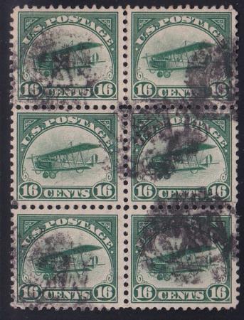 US Airmails #C2 Used  F - VF Used block of 6 Cat Value: $210 as singles