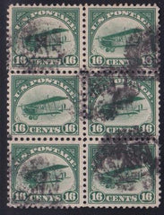 US Airmails #C2 Used  F - VF Used block of 6 Cat Value: $210 as singles