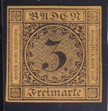 Germany -Baden #Mi2a Mint Hinged  VF Expertised - New Printing 1866-7 Cat Value: Mi: 120